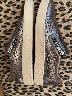 Chocolat Blu Metallic Bronze Leather Slip-On Sneakers 8.5